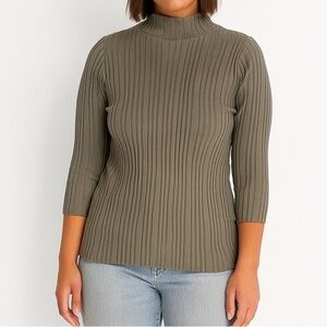 KOTN Ribbed Gray Form Fitting Mock Top